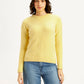 Women's Solid Yellow Crew Neck Sweater - Front View