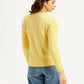Women's Solid Yellow Crew Neck Sweater - back View