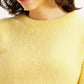 Women's Solid Yellow Crew Neck Sweater - Detail View