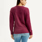 Women's Solid Maroon Crew Neck Sweater - Back View