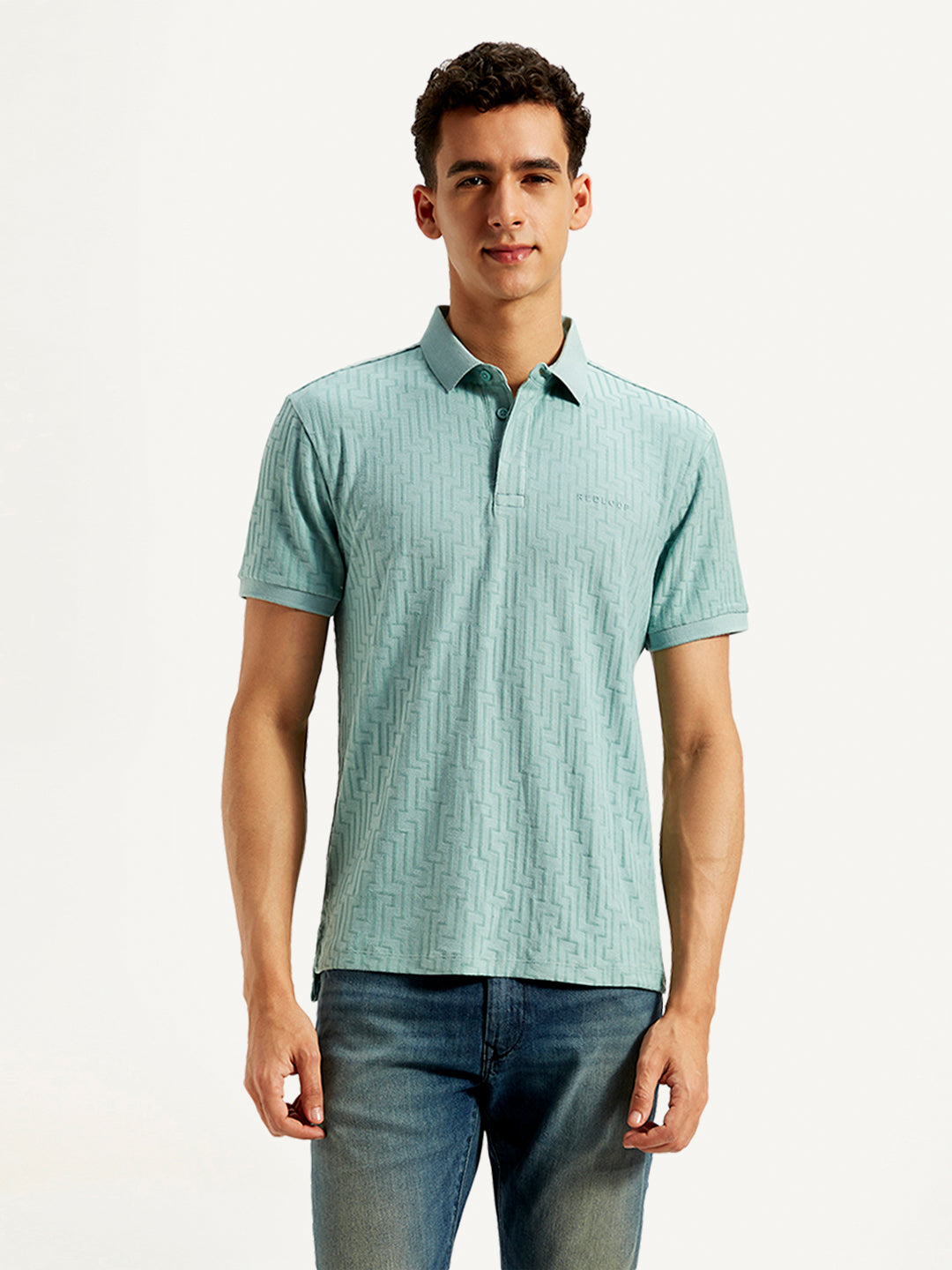 Men's Redloop Geometric Print Slim Fit Polo T-Shirt - 20 View