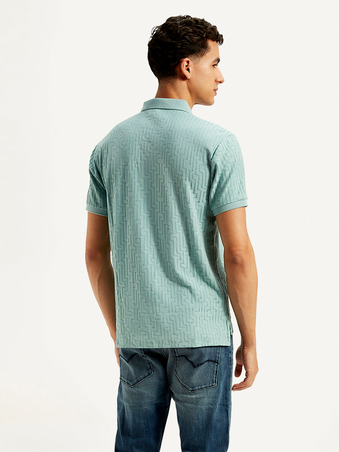 Men's Redloop Geometric Print Slim Fit Polo T-Shirt - 20 View