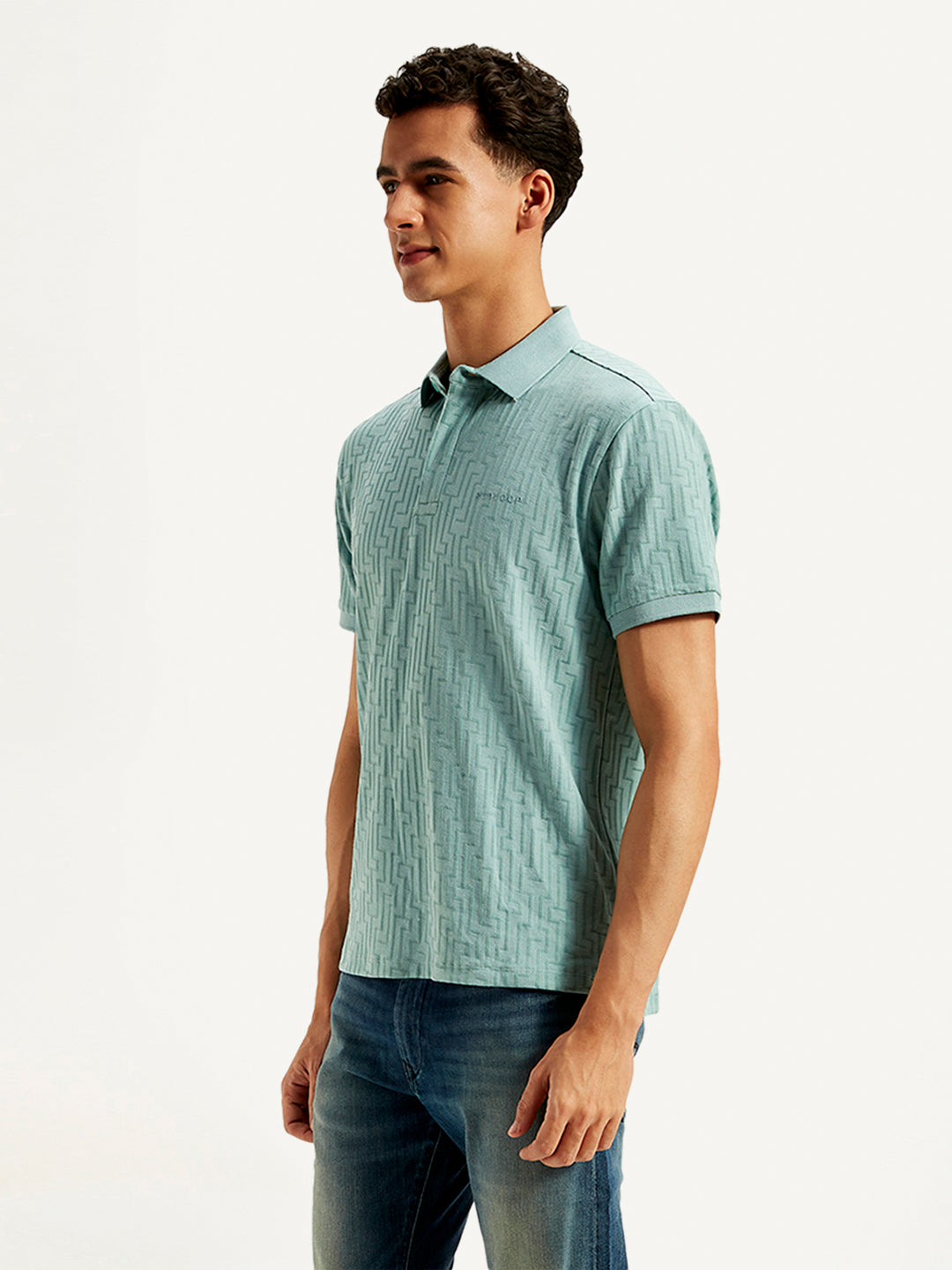 Men's Redloop Geometric Print Slim Fit Polo T-Shirt - 20 View