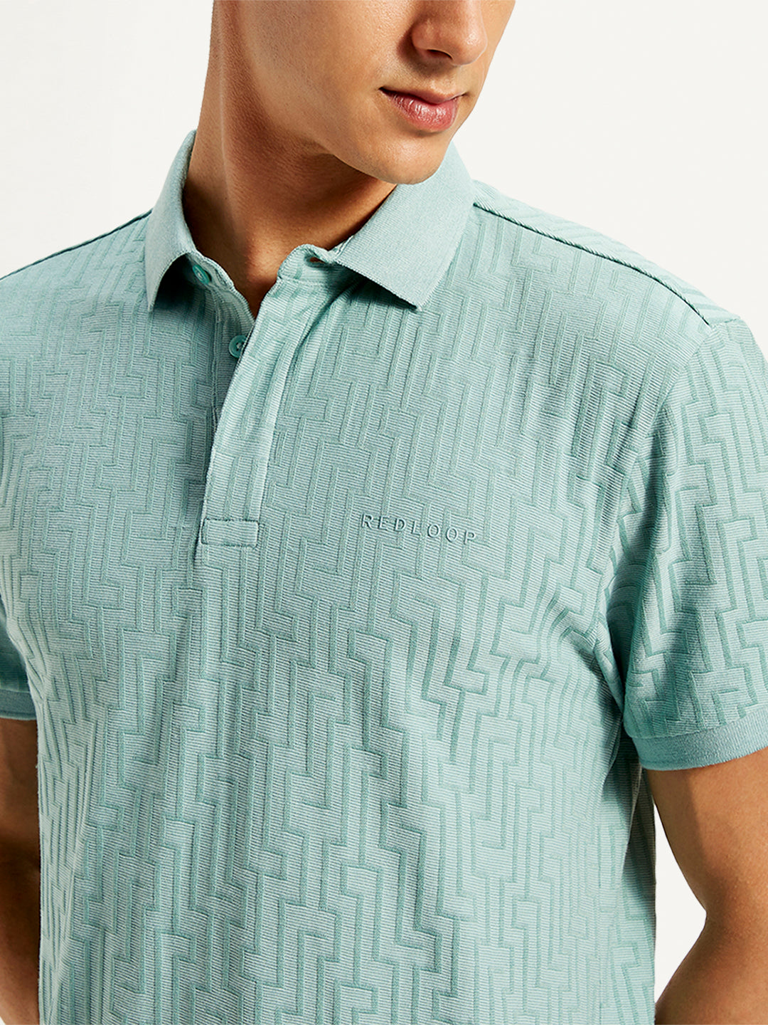 Men's Redloop Geometric Print Slim Fit Polo T-Shirt - 20 View