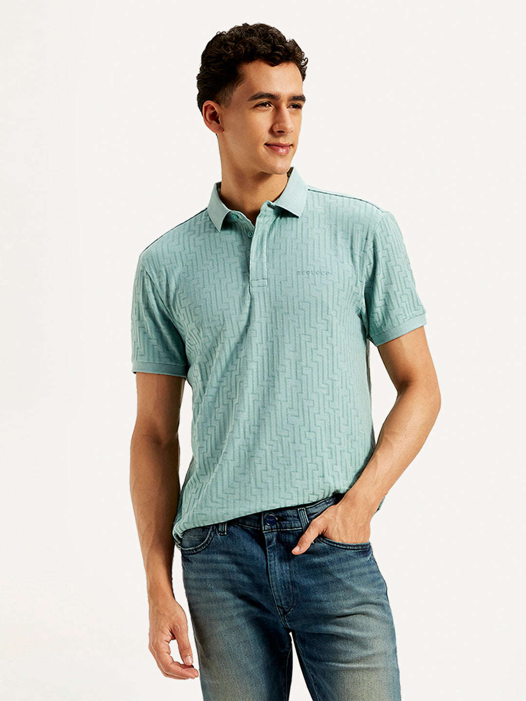Men's Redloop Geometric Print Slim Fit Polo T-Shirt - 20 View