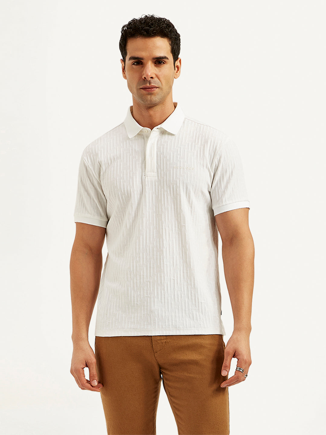 Men's Redloop Textured Slim Fit Polo T-Shirt - Front View