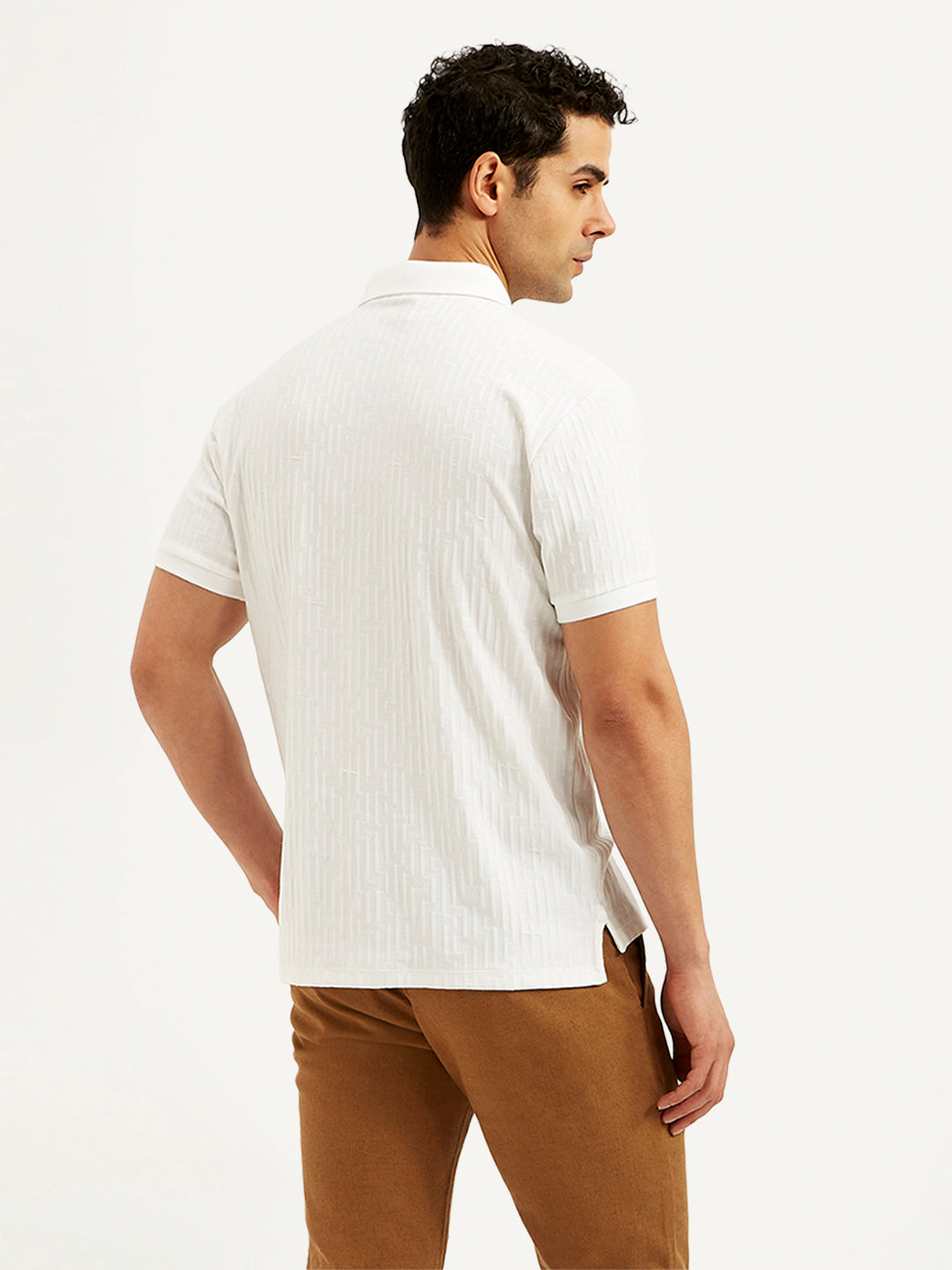 Men's Redloop Textured Slim Fit Polo T-Shirt - Back View