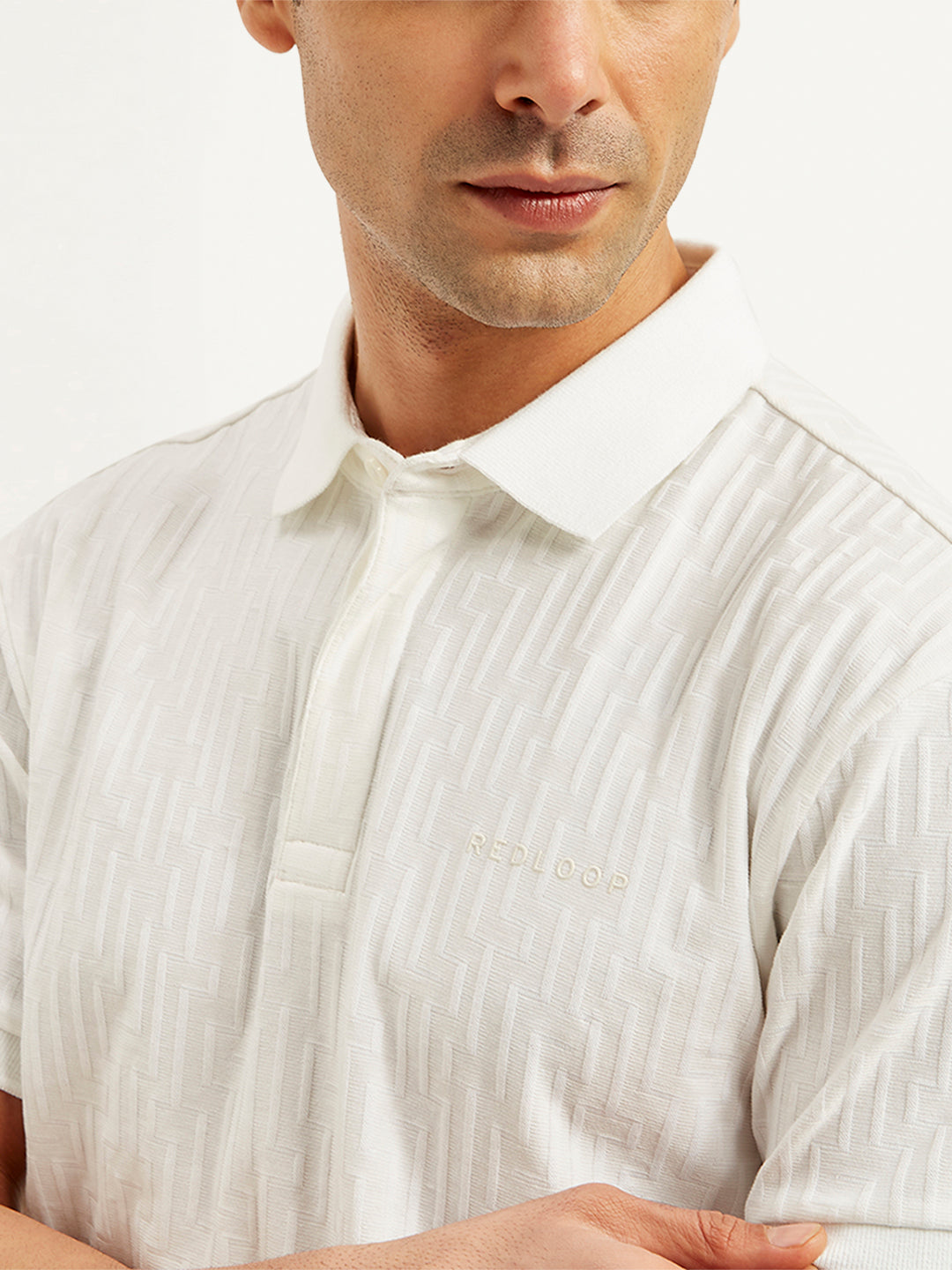 Men's Redloop Textured Slim Fit Polo T-Shirt - Detail View