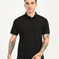 Men's Redloop Self Design Black Slim Fit Polo T-shirt - frount View