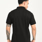 Men's Redloop Self Design Black Slim Fit Polo T-shirt - back View