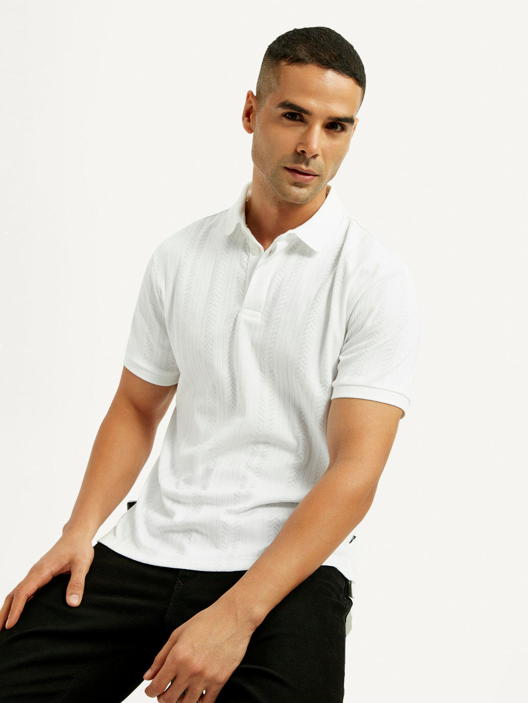 Men's Redloop White Slim Fit Polo T-shirt