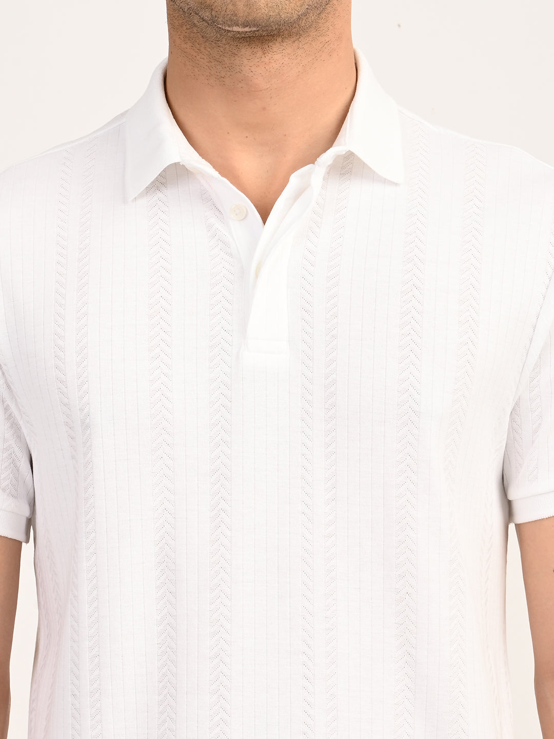 Men's Redloop White Slim Fit Polo T-shirt - detail View