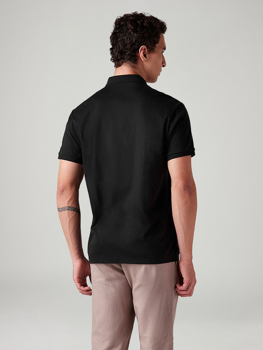 Men's Solid Slim Fit Polo T-Shirt - Back View