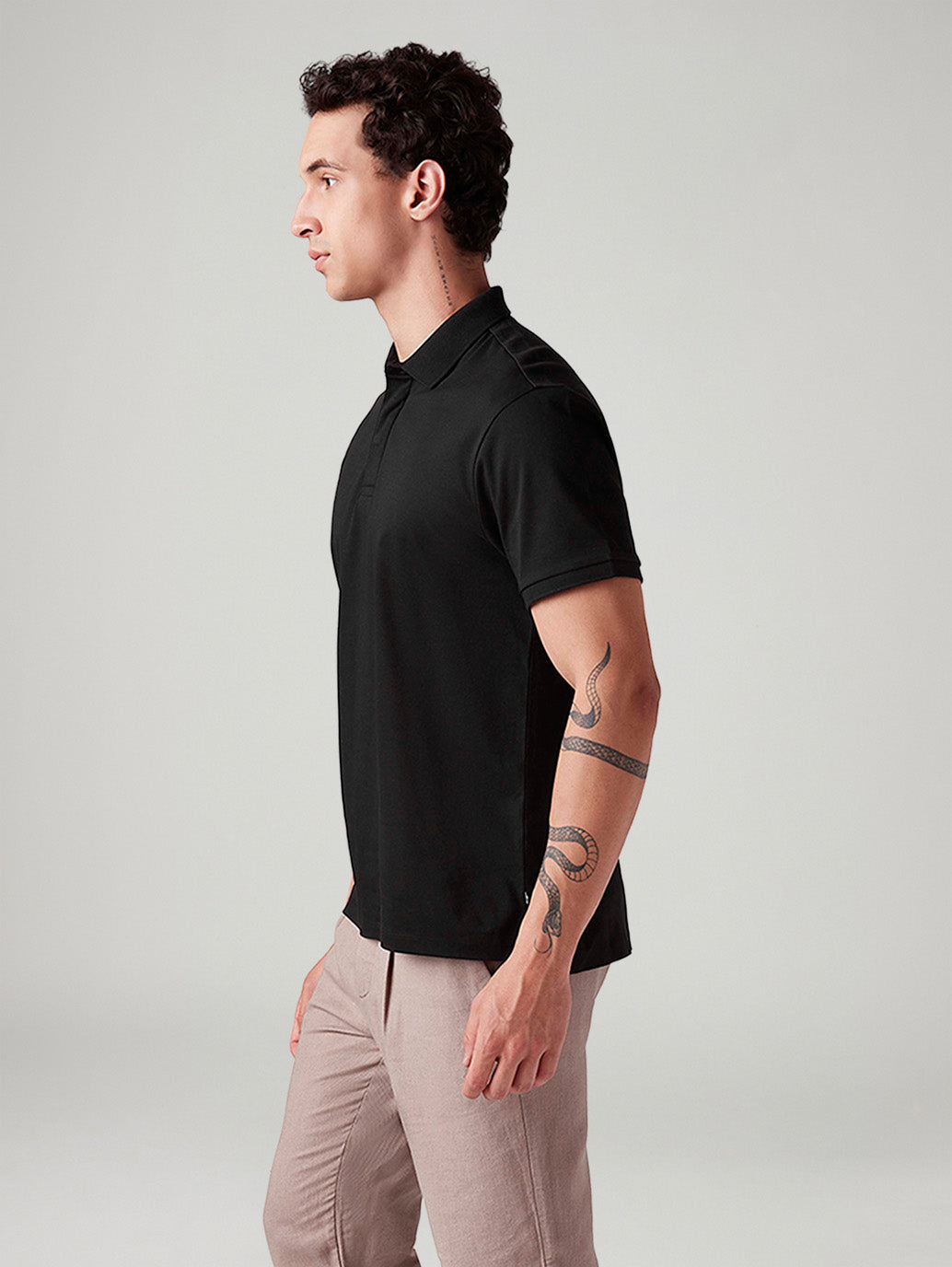Men's Solid Slim Fit Polo T-Shirt - Side View