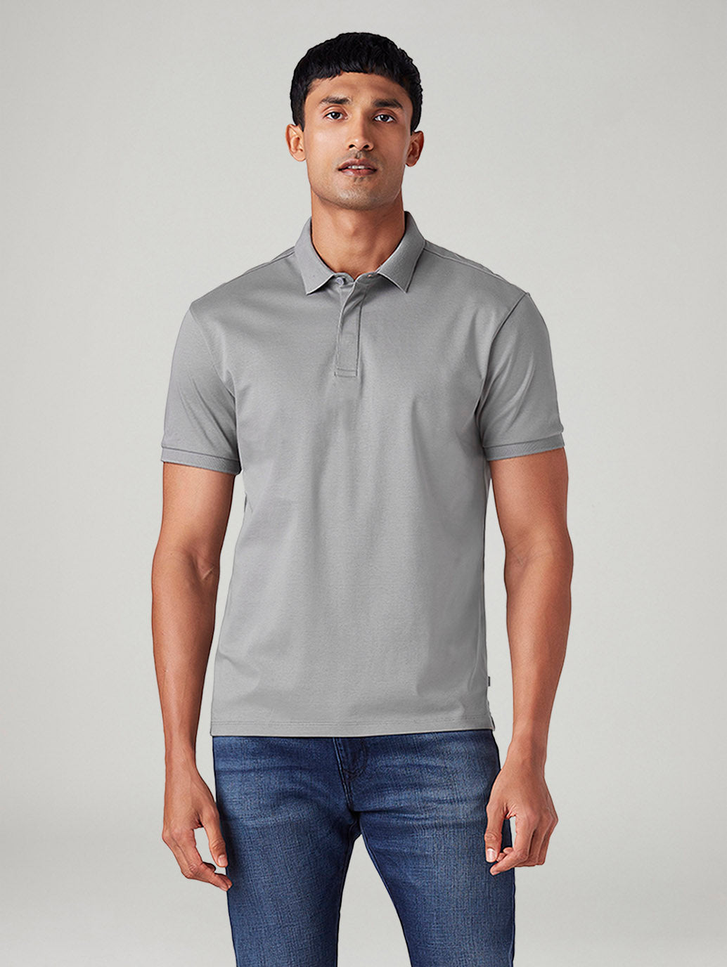 Men's Solid Slim Fit Polo T-Shirt - Front View