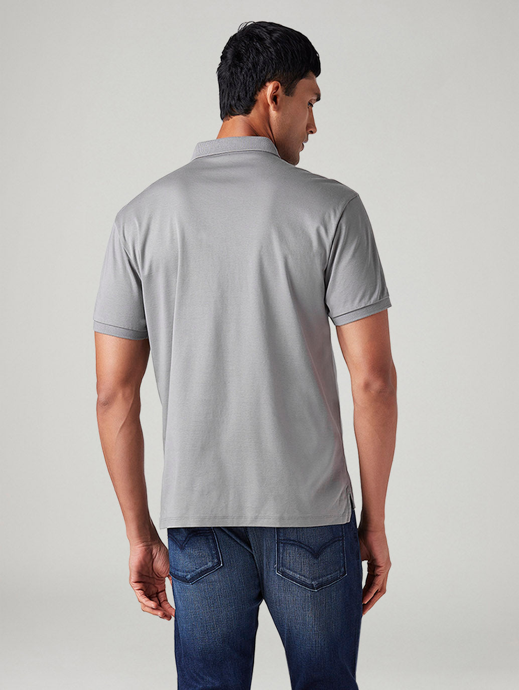 Men's Solid Slim Fit Polo T-Shirt - Back View