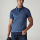 Men's Solid Blue Slim Fit Redloop Interlock Polo T-shirt - Styleshot View