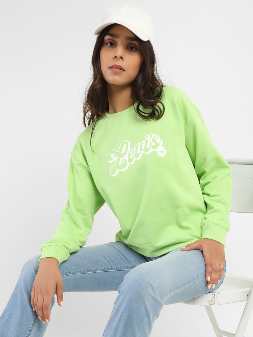 Women's Brand Logo Round Neck Sweatshirt - 586af677-c526-479a-9ef4-7ba73a542ec6 View