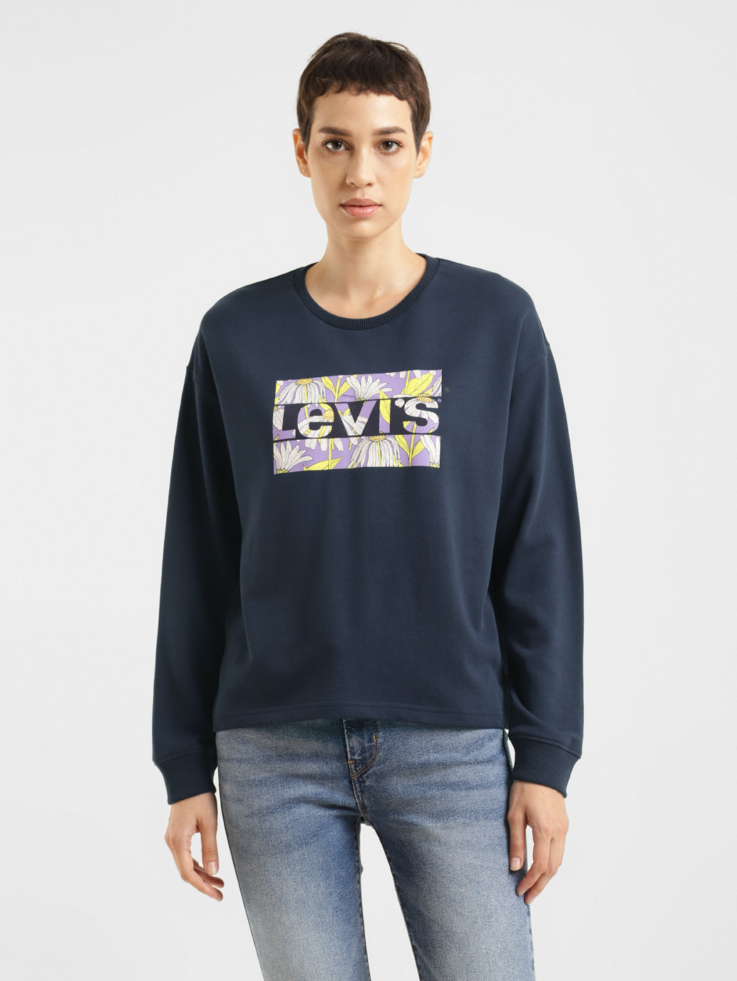 Women's Brand Logo Crew Neck Sweatshirt - 3e72de16-e5ed-41cf-8cdd-22171e8d8688 View