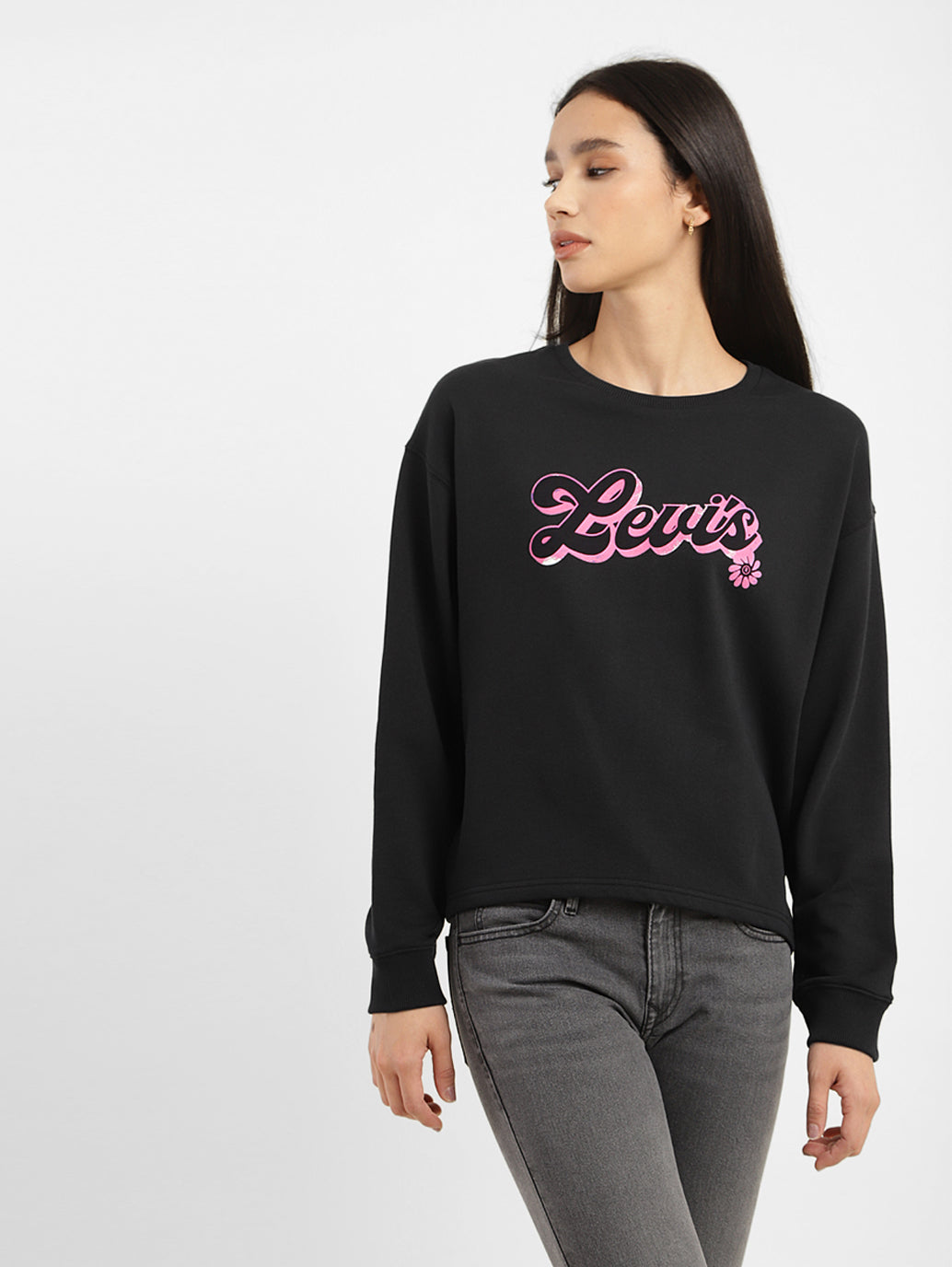 Women's Brand Logo Crew Neck Sweatshirt - 083543ef-1e4e-45b6-89cc-494611a3e0cc View