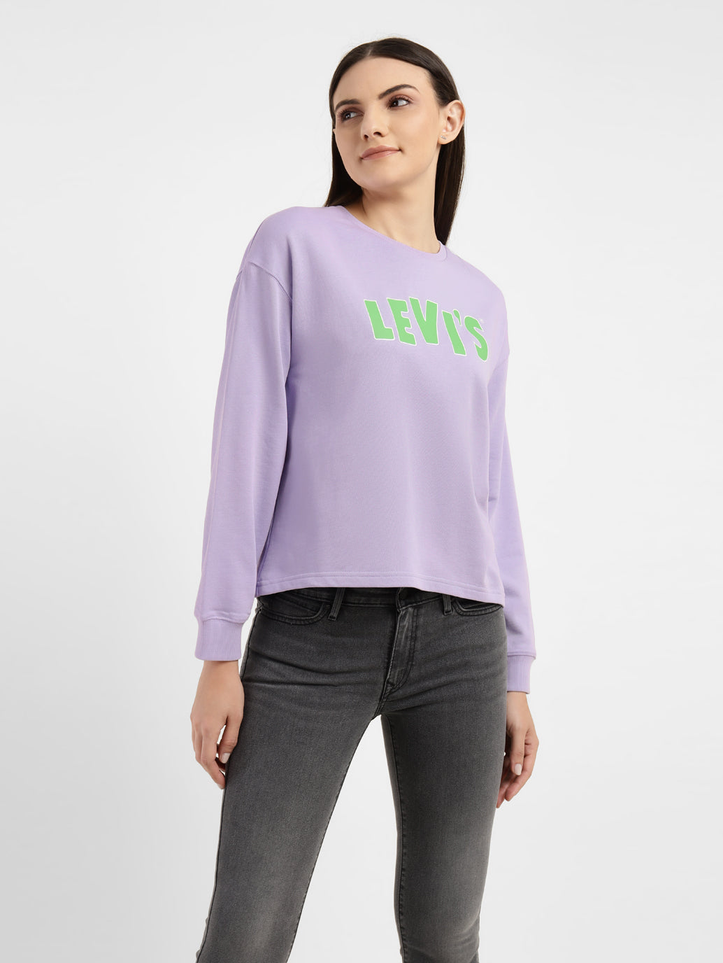 Women's Graphic Print Purple Crew Neck Sweatshirt