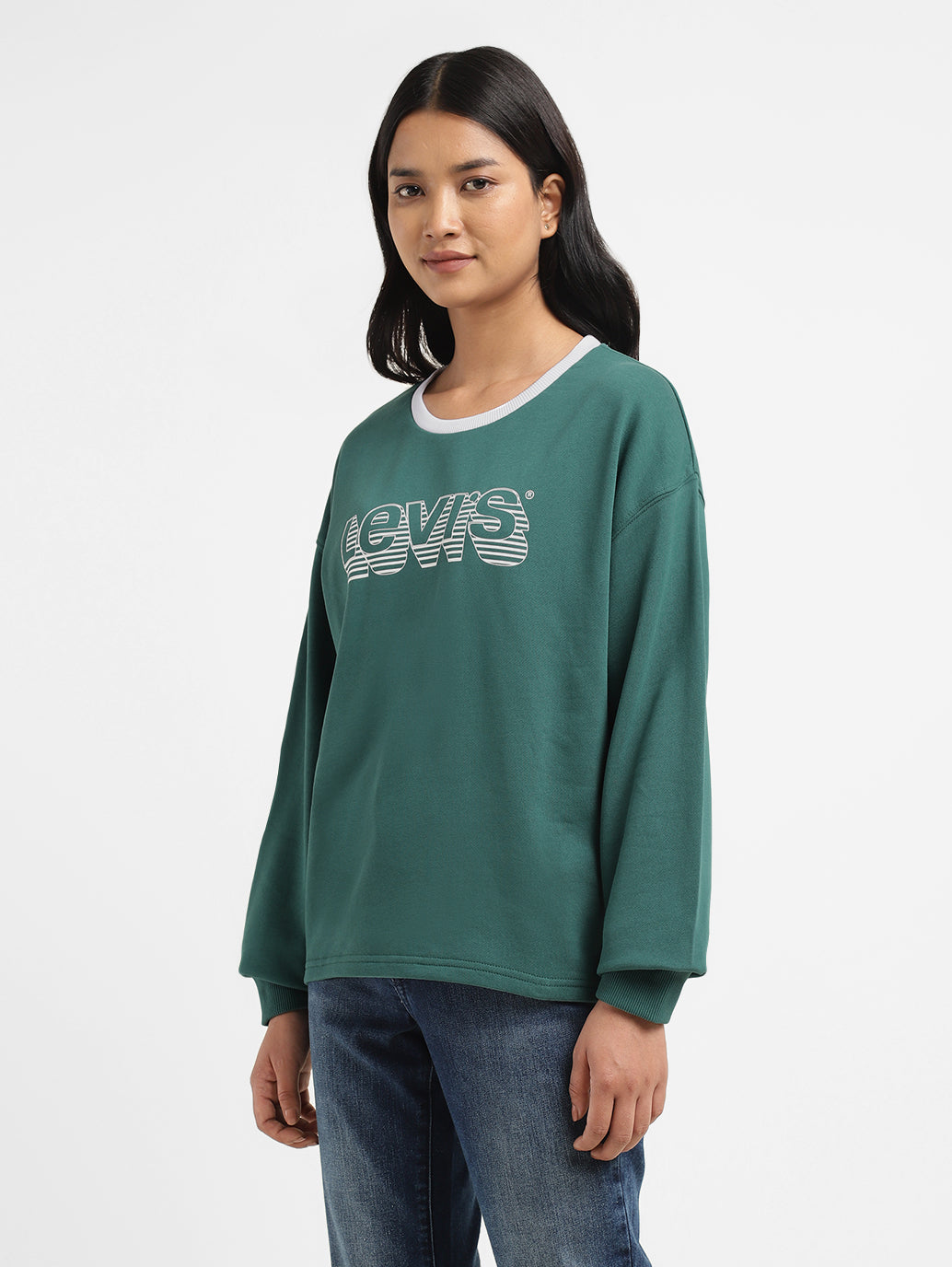 Womens Printed Crew Neck Sweatshirts - b28bb096-86cf-4d09-90f9-050365310f31 View