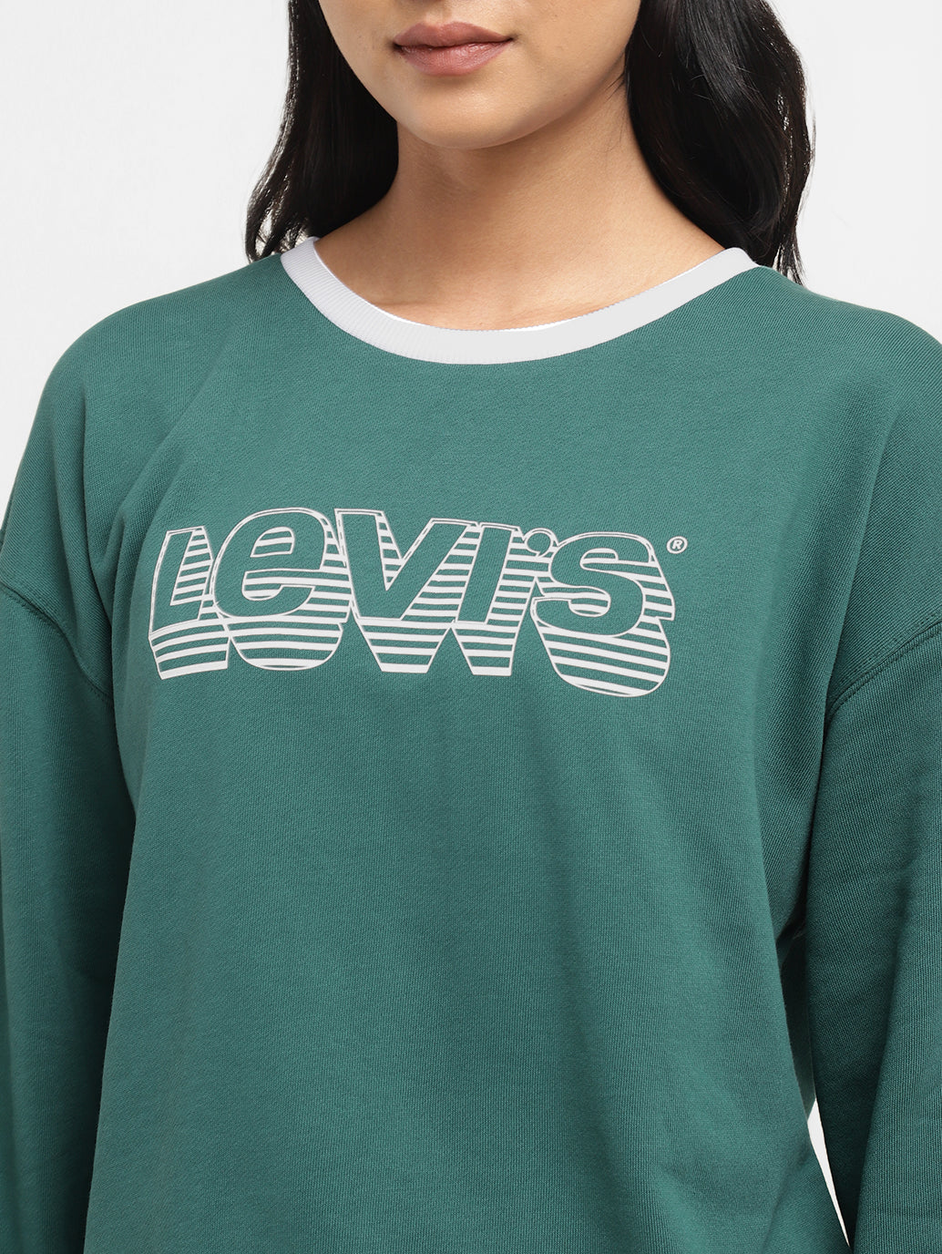 Womens Printed Crew Neck Sweatshirts - FrontDetails View