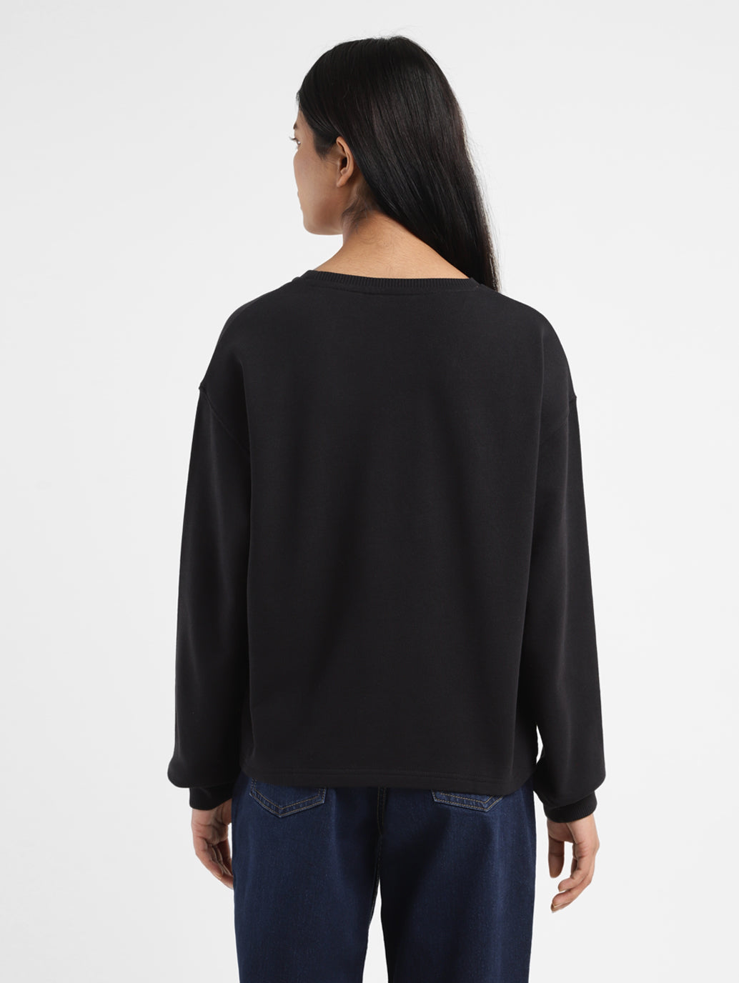 Women's Brand Logo Black Crew Neck Sweatshirt - f90dbebf-dfd8-4645-8cb7-82f80b588d48 View