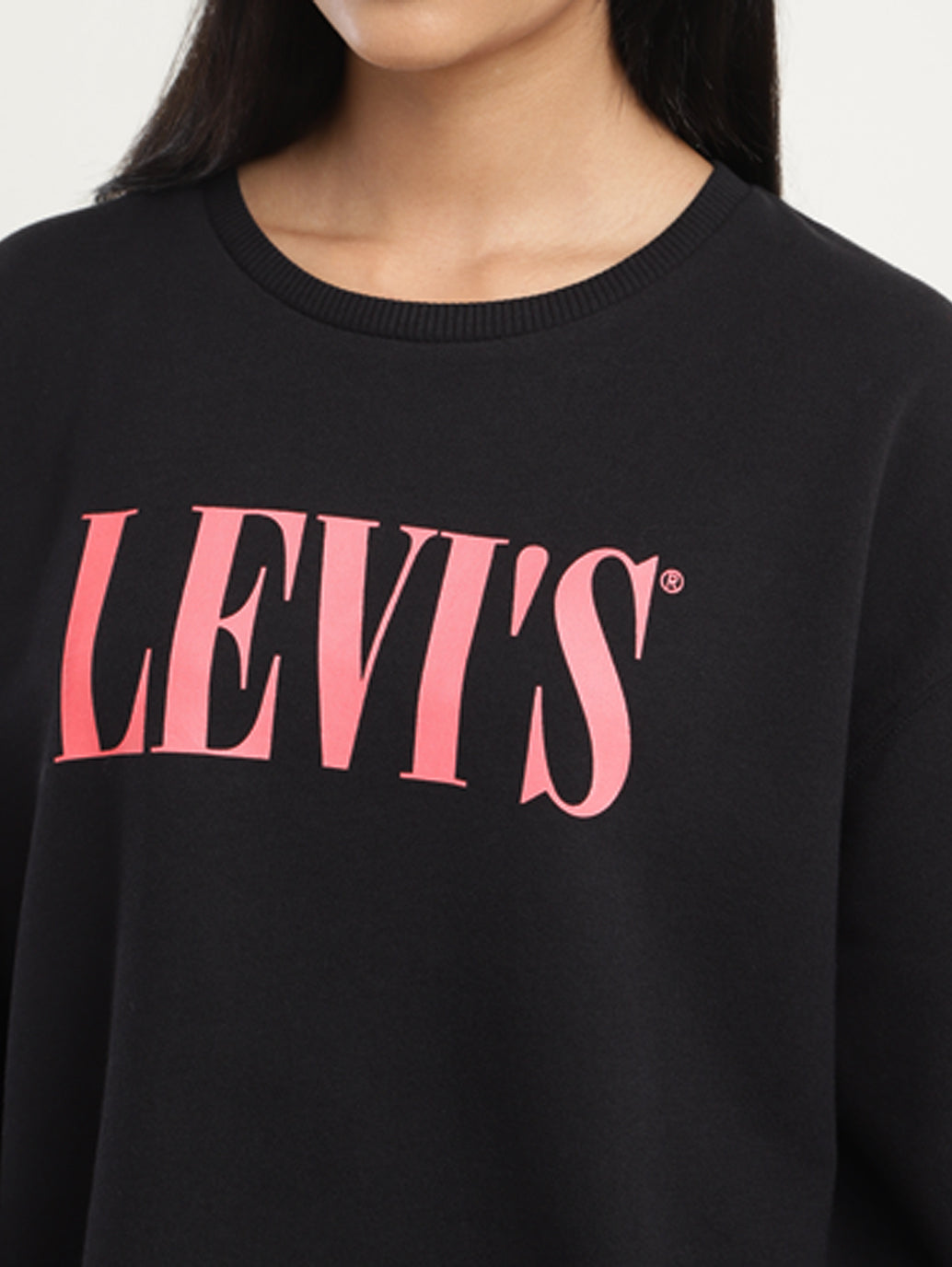 Women's Brand Logo Black Crew Neck Sweatshirt - 5002e7e5-44a9-4d9c-baa3-c48694e01515 View