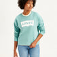Women's Brand Logo Blue Crew Neck Sweatshirt - Styleshot View