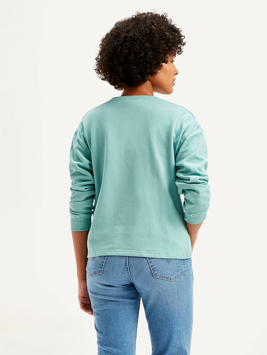 Women's Brand Logo Blue Crew Neck Sweatshirt - Back View