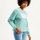 Women's Brand Logo Blue Crew Neck Sweatshirt - Side View