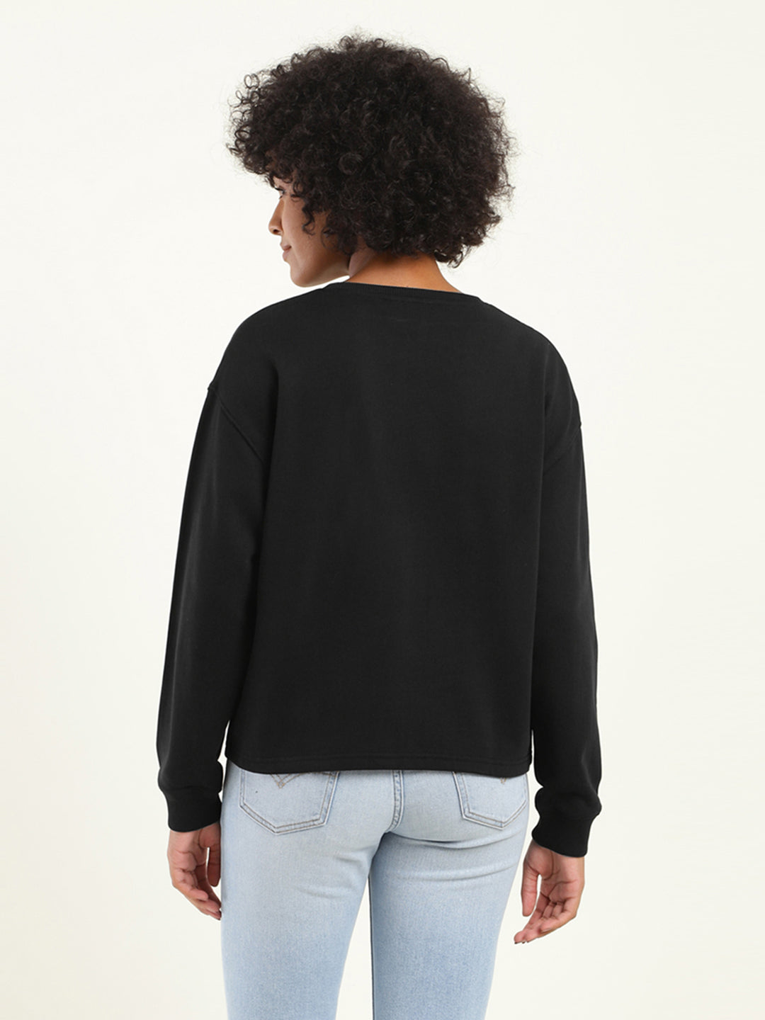 Women's Graphic Black Crew Neck Sweatshirt - 9cca52b8-cc09-4570-ada3-5cf5ee78924b View