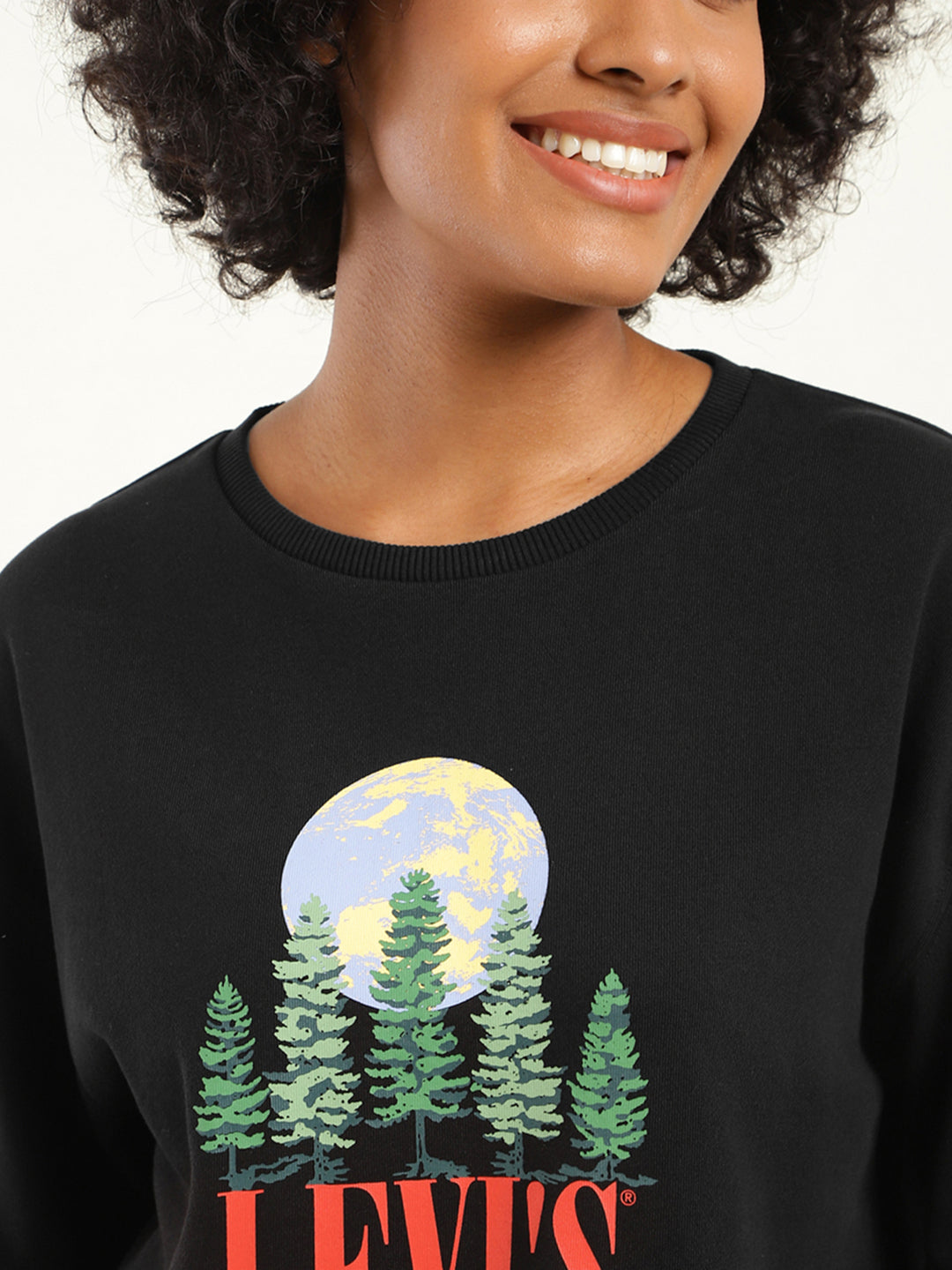 Women's Graphic Black Crew Neck Sweatshirt - e46b9691-286a-4b07-af2d-bdd390cdd151 View