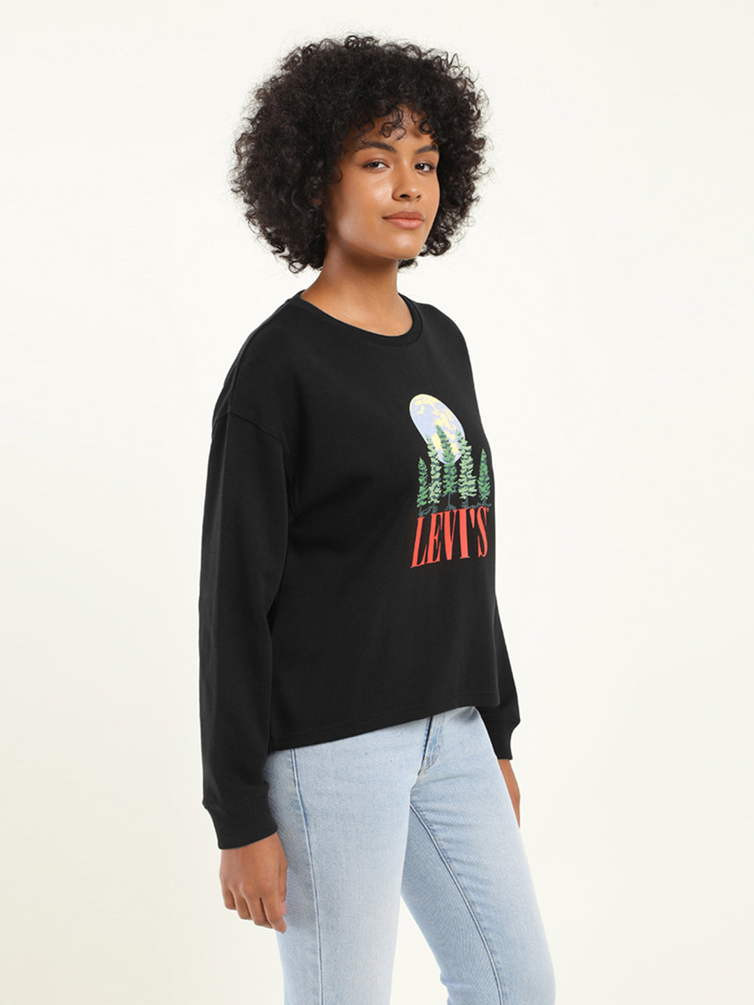 Women's Graphic Black Crew Neck Sweatshirt - e431cb8a-b893-4d70-864e-91aba512837a View