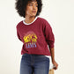 Women's Graphic Maroon Crew Neck Sweatshirt - Styleshot View