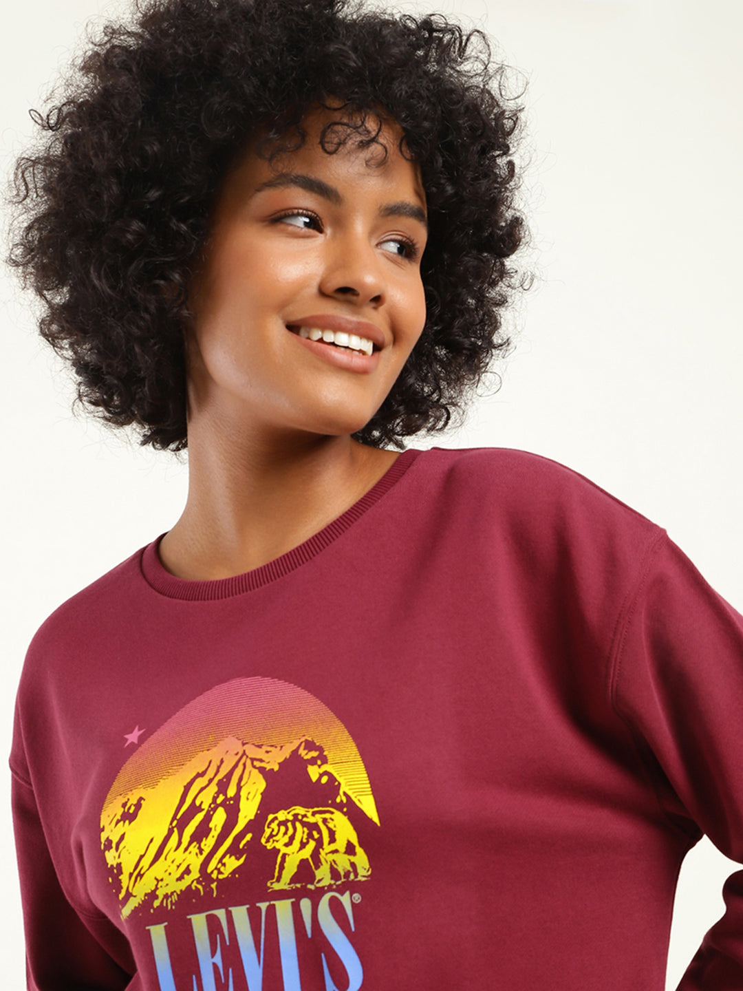 Women's Graphic Maroon Crew Neck Sweatshirt - ad789d0a-c43f-4199-abff-028cbf4334a7 View