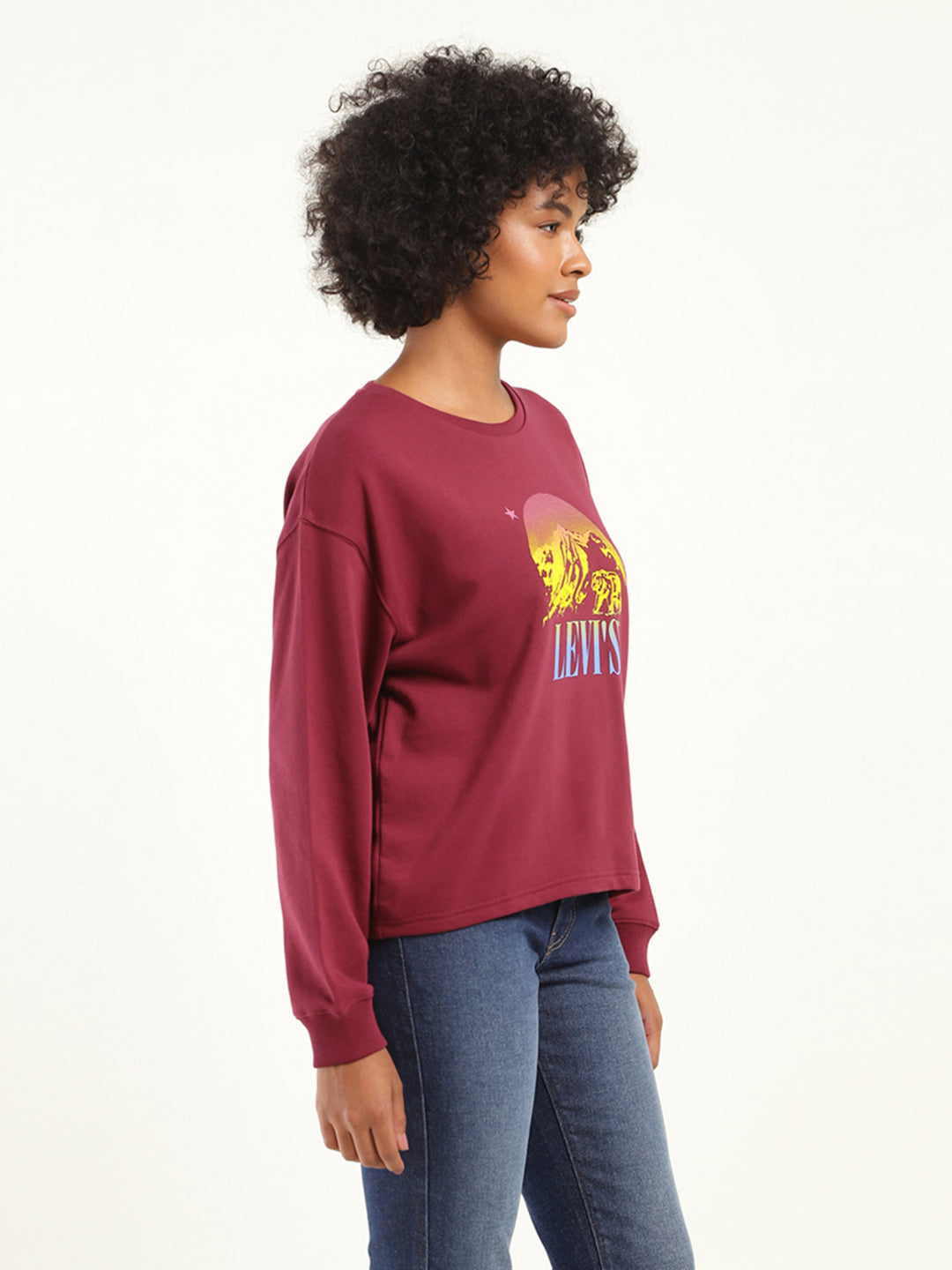 Women's Graphic Maroon Crew Neck Sweatshirt - d168d732-1650-4631-9c43-c8432aec19a7 View