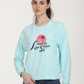 Women's Graphic Light Blue Crew Neck Sweatshirt - Front View