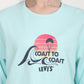 Women's Graphic Light Blue Crew Neck Sweatshirt - Detail View