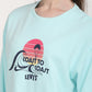 Women's Graphic Light Blue Crew Neck Sweatshirt - Detail View