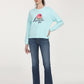 Women's Graphic Light Blue Crew Neck Sweatshirt - 6 View