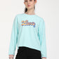 Women's Brand Logo Light Blue Crew Neck Sweatshirt - Front View