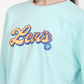 Women's Brand Logo Light Blue Crew Neck Sweatshirt - Detail View
