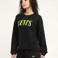 Women's Brand Logo Black Crew Neck Sweatshirt - Side View