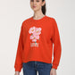 Women's Graphic Orange Crew Neck Sweatshirt - Front View