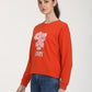 Women's Graphic Orange Crew Neck Sweatshirt - RightSide View