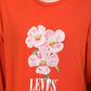 Women's Graphic Orange Crew Neck Sweatshirt - Detail View