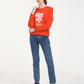 Women's Graphic Orange Crew Neck Sweatshirt - 6 View