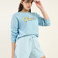 Women's Brand Logo Blue Crew Neck Sweatshirt - Styleshot View